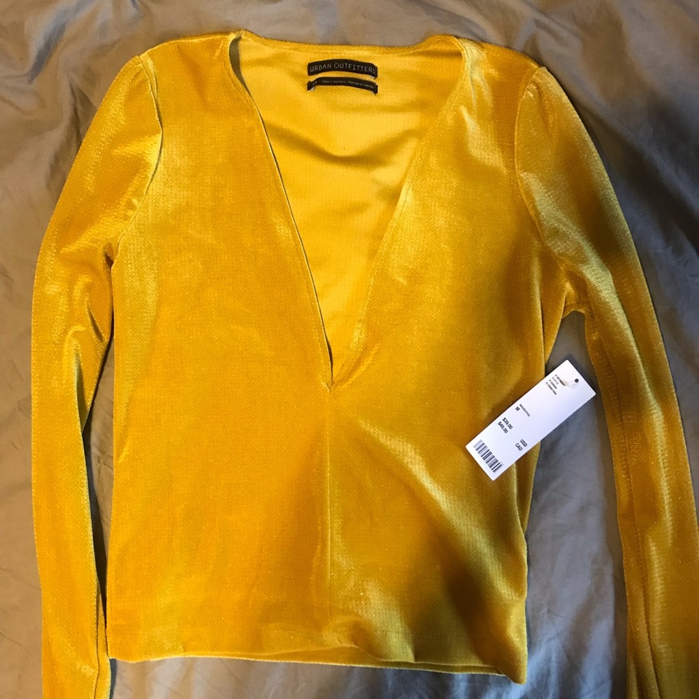 Urban Outfitters Yellow V-Neck Shirt